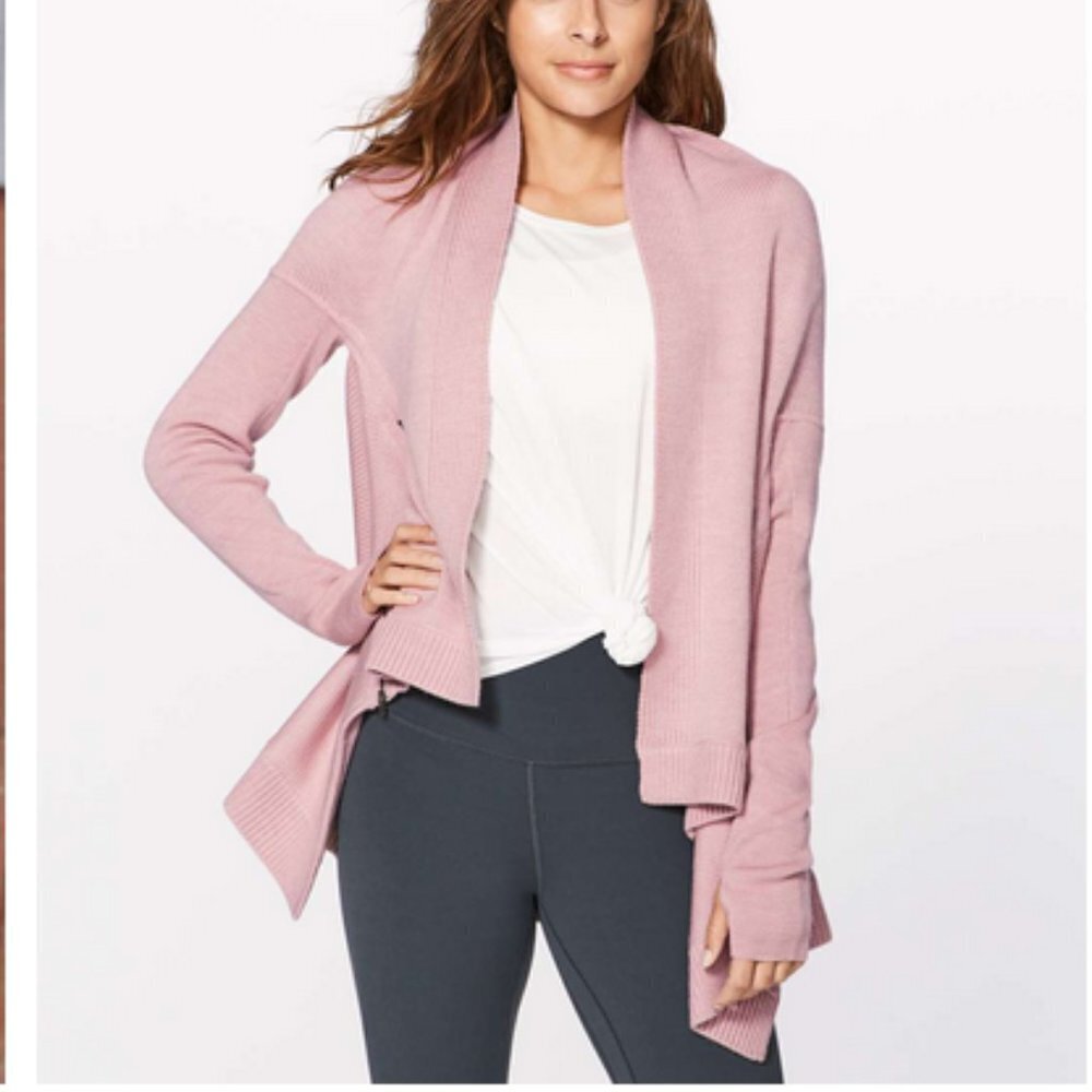 Lululemon Wrap It Up Sweater Heathered Mink Berry Shawl Cardigan Size 4
